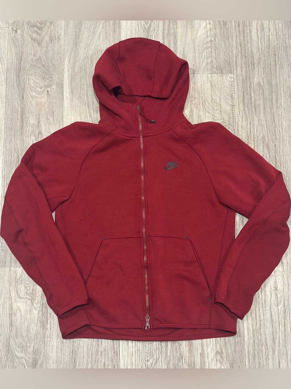Nike Sportswear Tech Fleece Full-Zip Hoodie Red Maroon Jacket Size Small